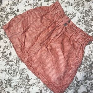 Elastic waist mini corduroy skirt